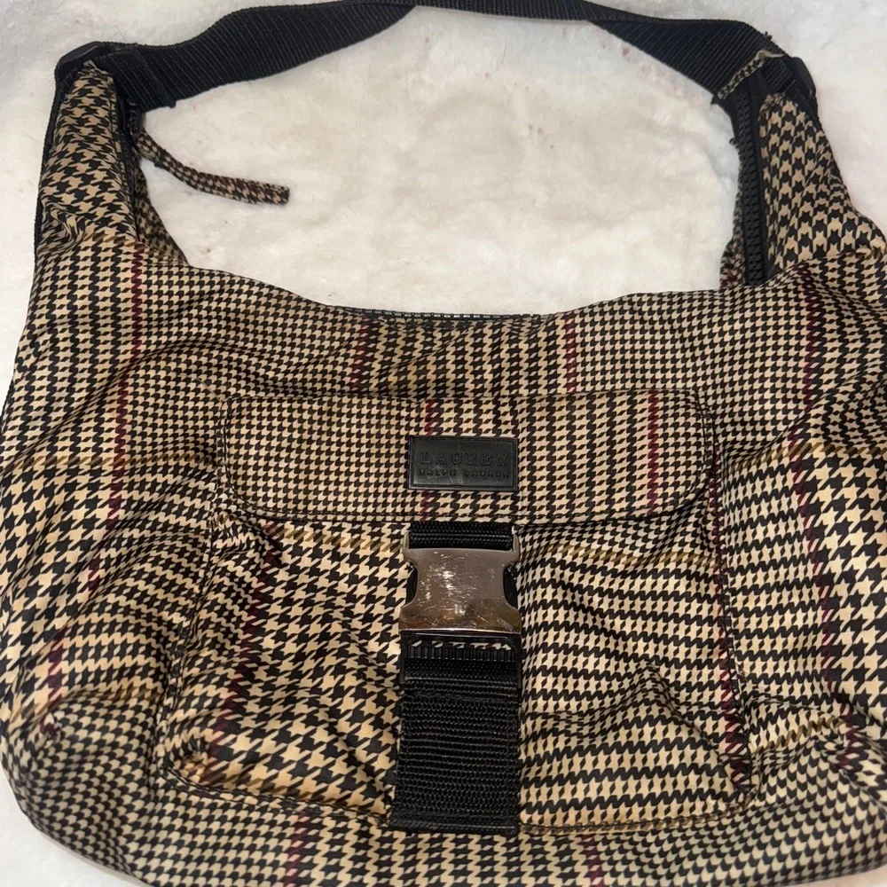Ralph Lauren Houndstooth Hobo Shoulder Bag
